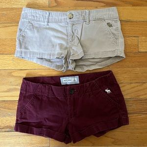 Abercrombie kids 2- shorts maroon/red and khaki size 14